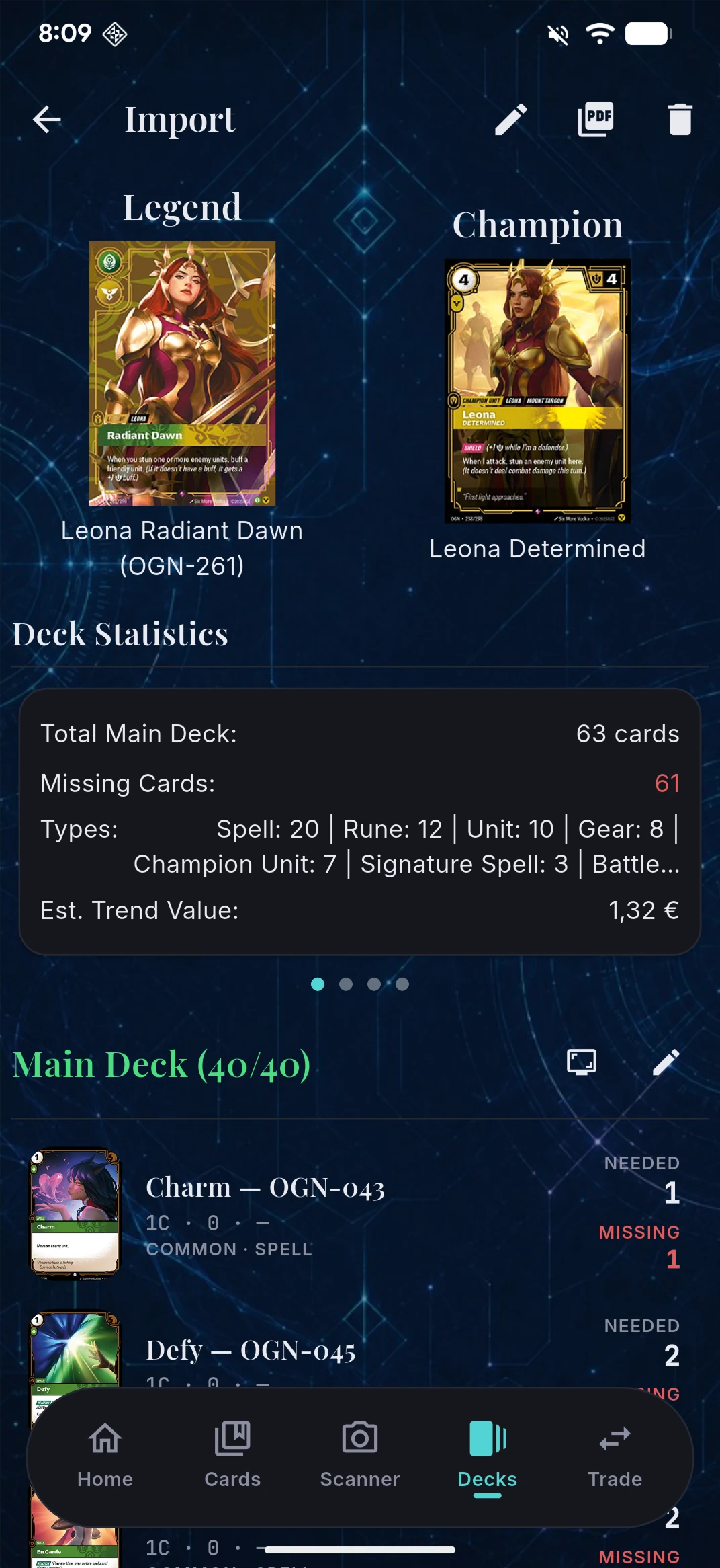 Imported decklist with missing cards — Riftbound